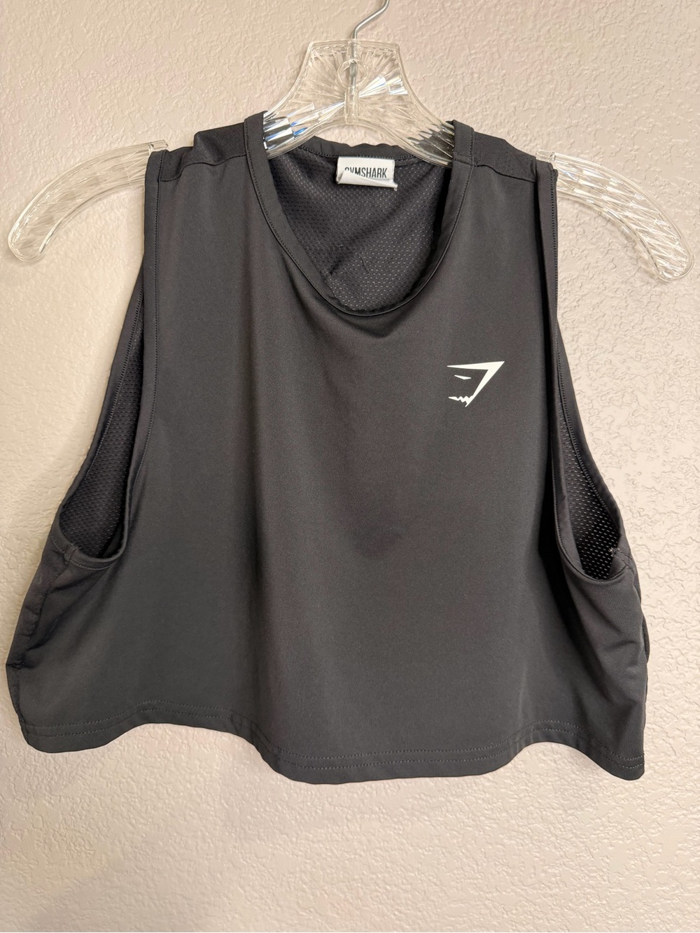 Gymshark Black Cropped Athletic Tank with White Logo